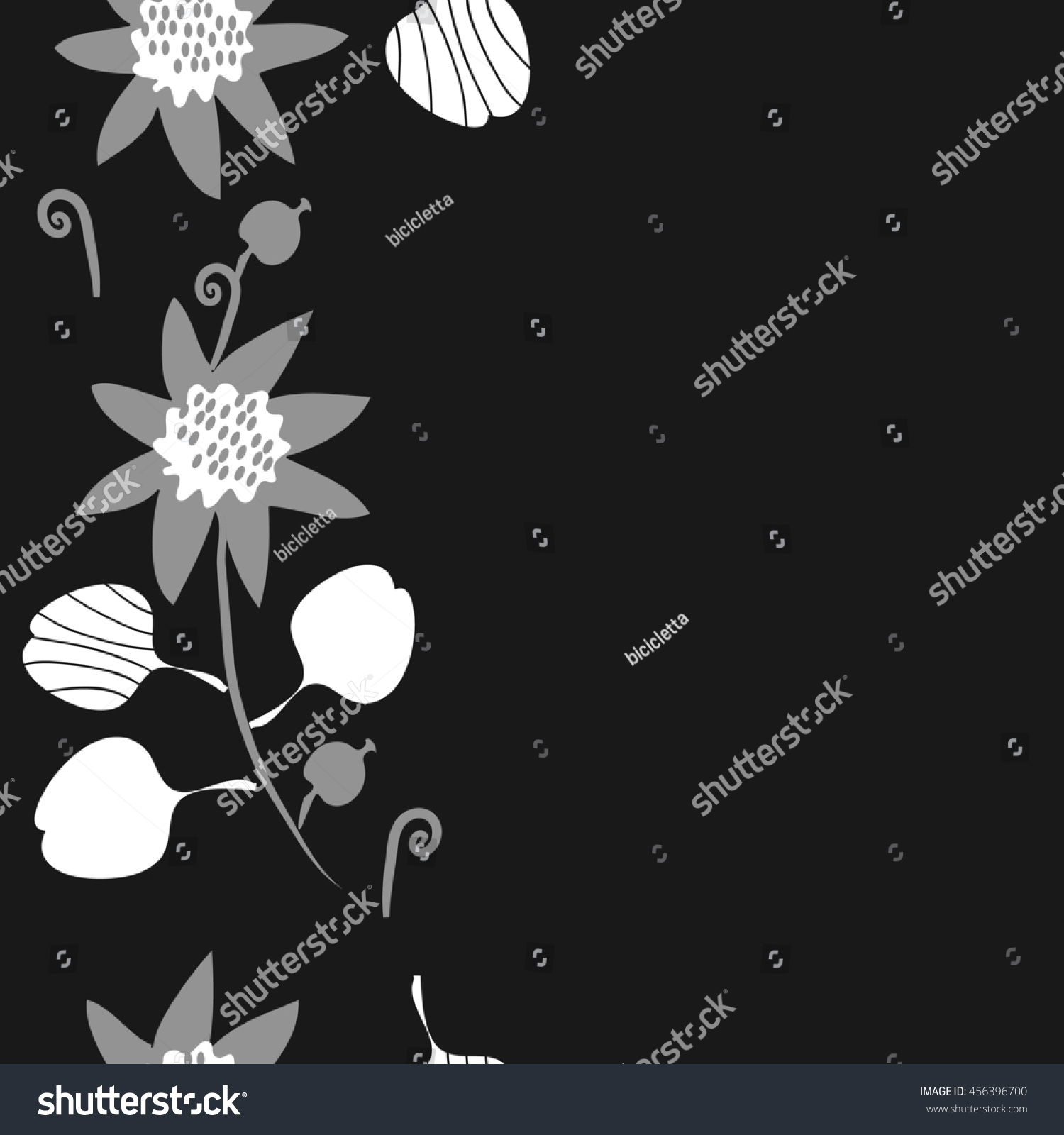 Seamless vertical pattern of floral motif doodles flowers leaves spot hole spiral branch object Hand drawn Seamless vertical pattern of floral motif doodles flowers leaves spot hole spiral branch object Hand drawn