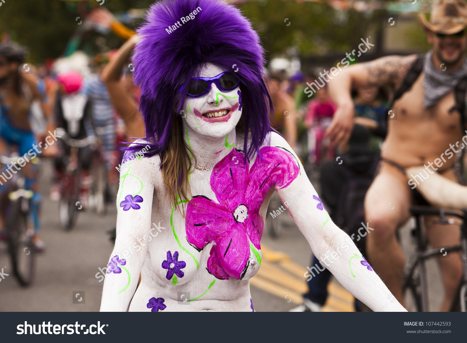 Seattle Wa June An Unidentified Naked Bicyclist In Body Paint Rides In The Annual