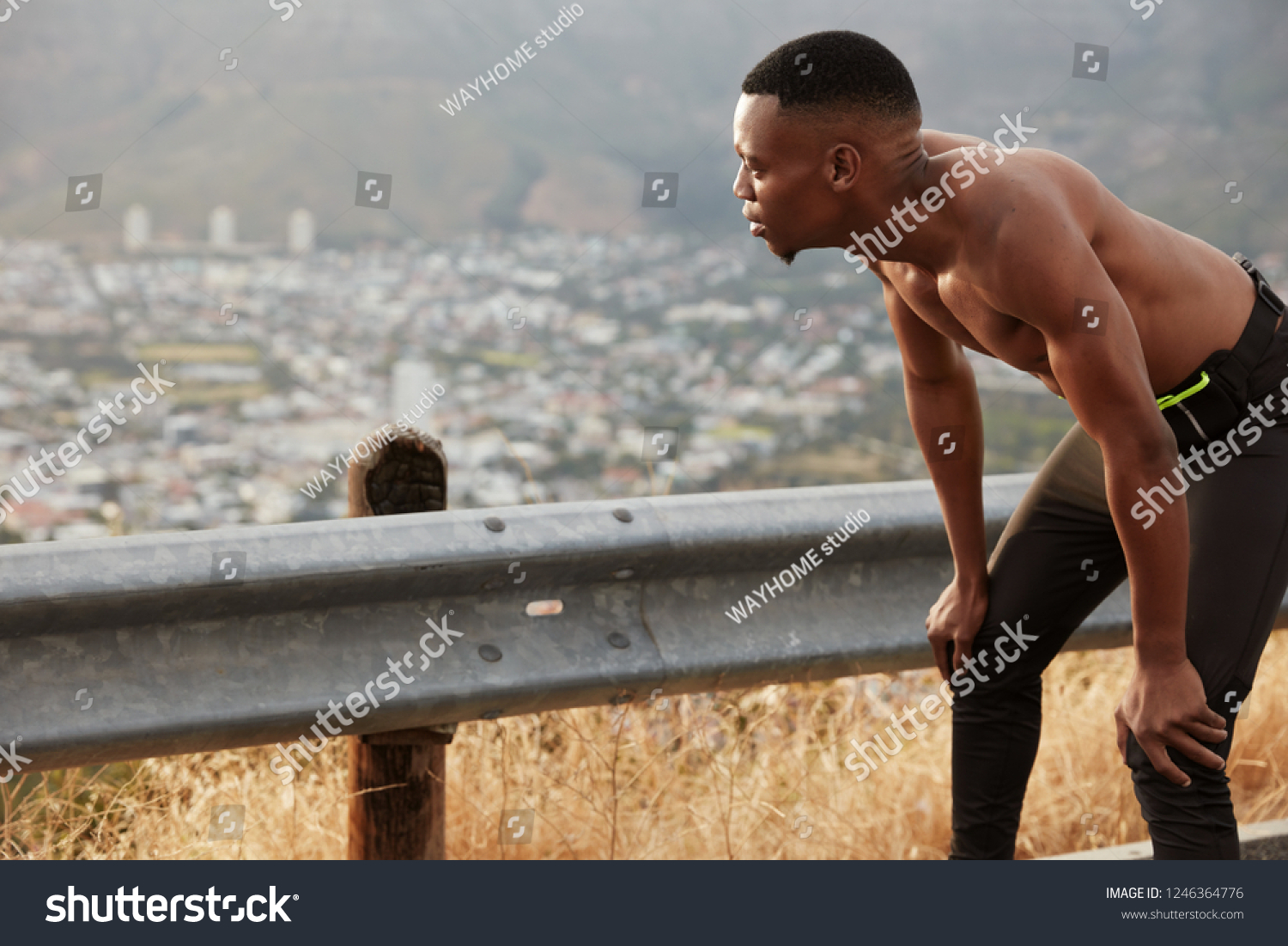 Self Assured Sportsman Poses Half Naked Stock Photo 1246364776