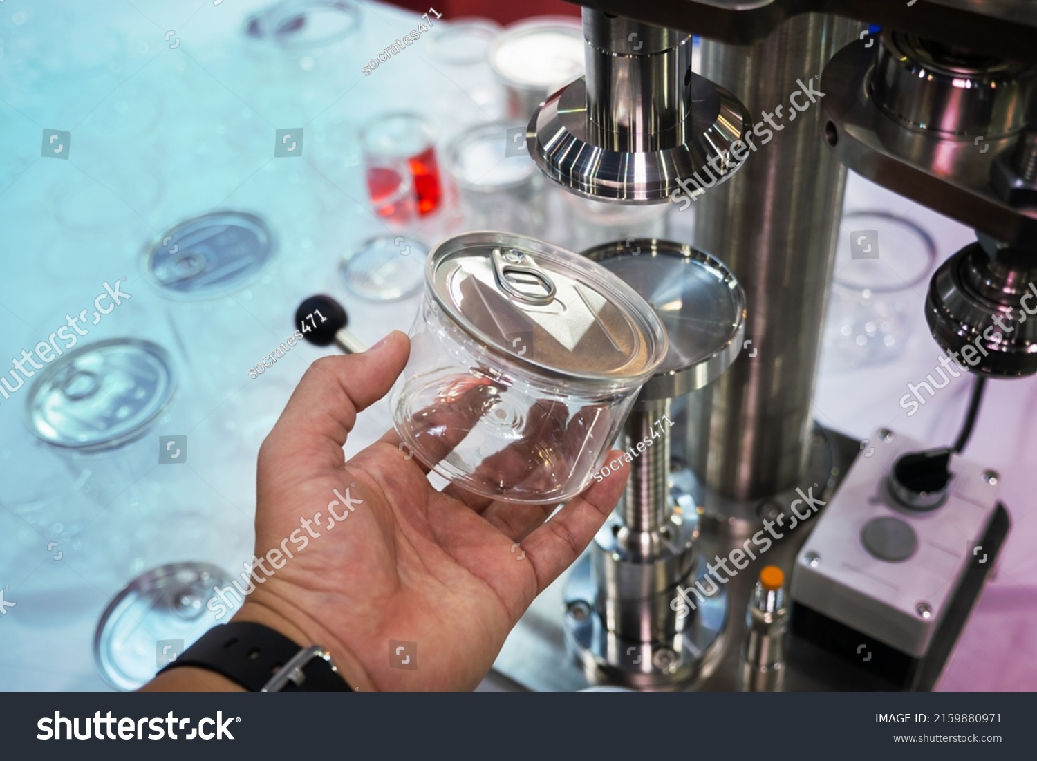 Semi Automatic Aluminum Cans Capping Machine Stock Photo 2159880971