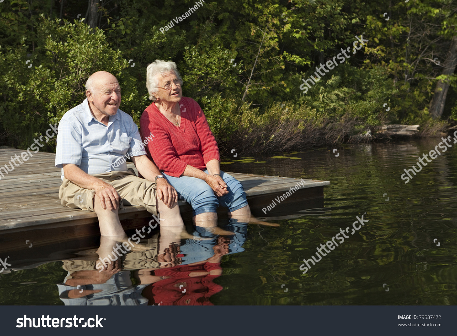 Senior Couple Enjoying Day Lake Stock Photo 79587472