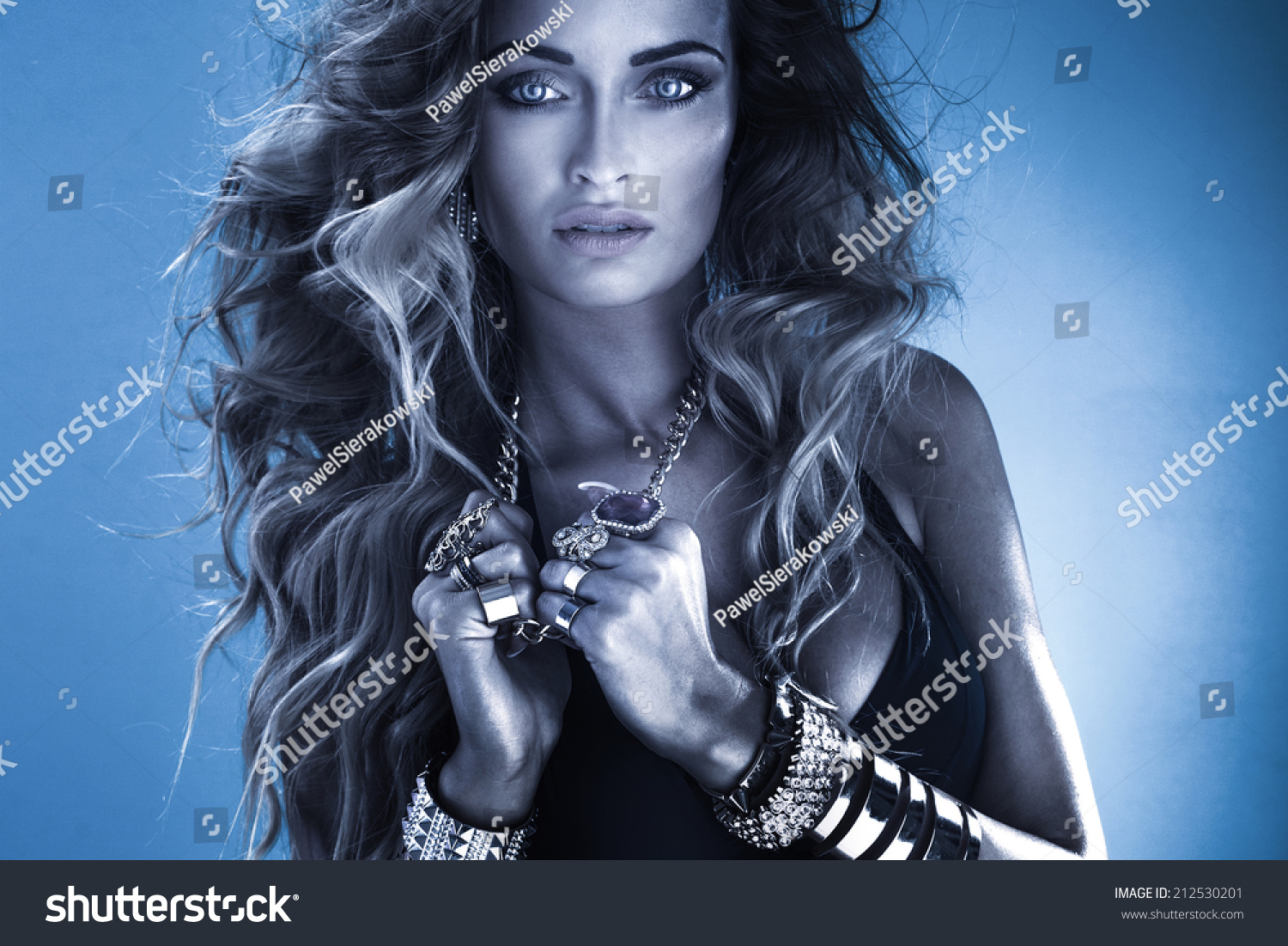 Sensual Beautiful Blonde Woman Posing Over Stock Photo