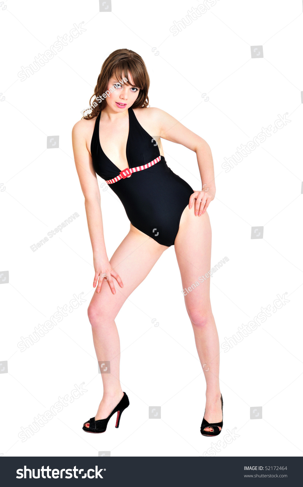 Sensual Longhaired Bikini Girl Over White Shutterstock