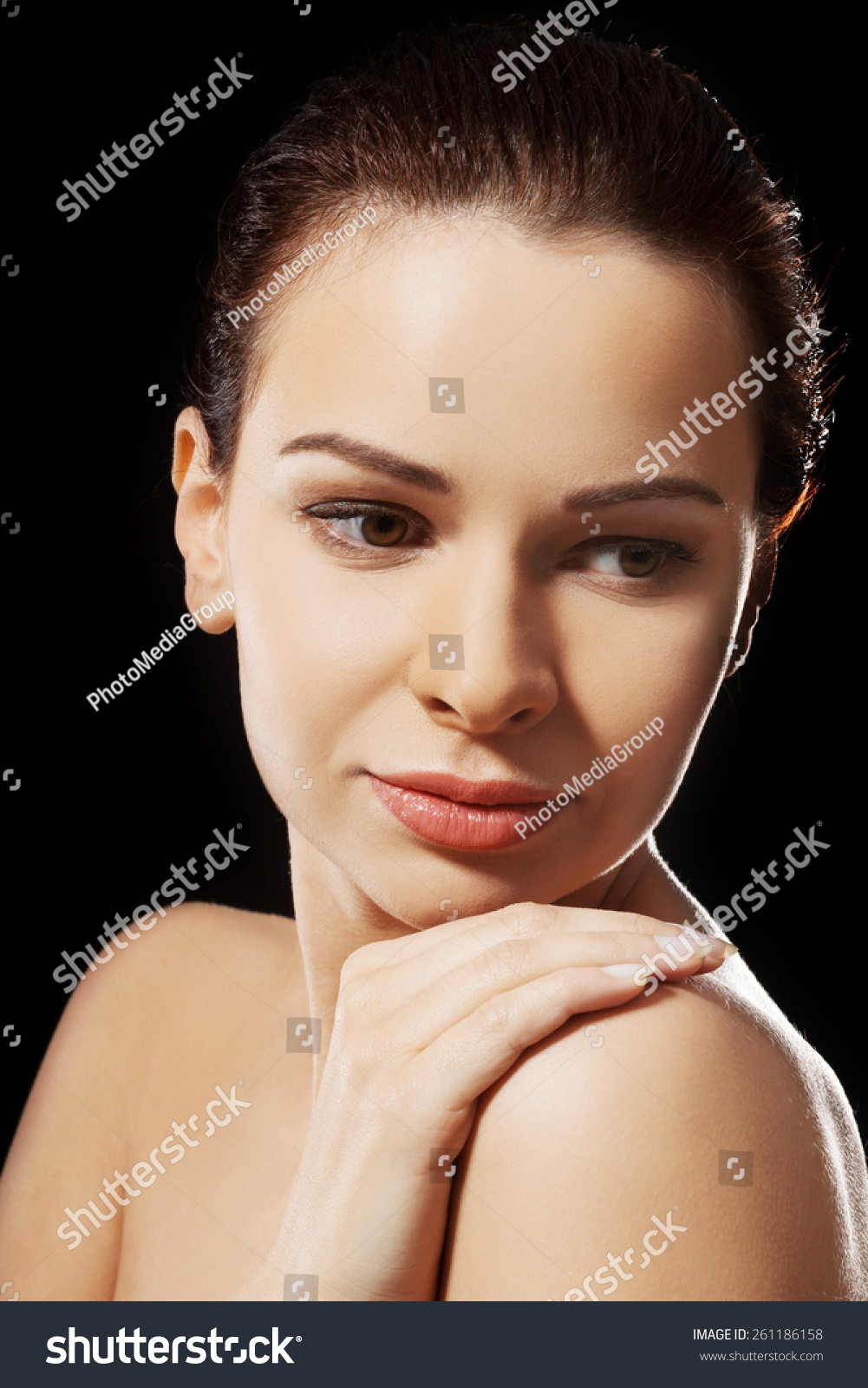 Sensual Portrait Nude Woman On Dark Stock Photo 261186158 Shutterstock