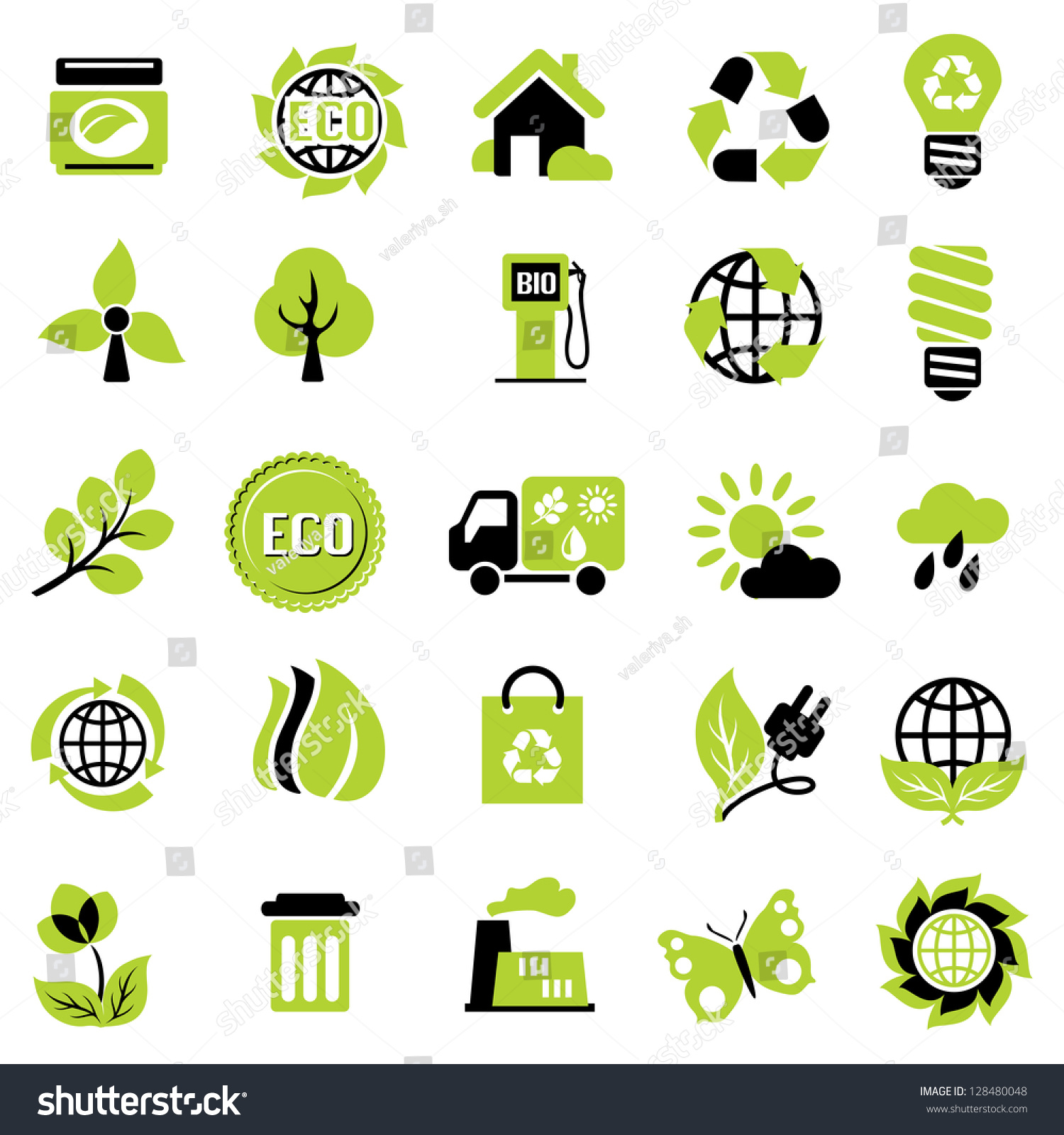 Set Of Ecological Symbols Set Icons Ecological Signs Symbol Stock Illustration