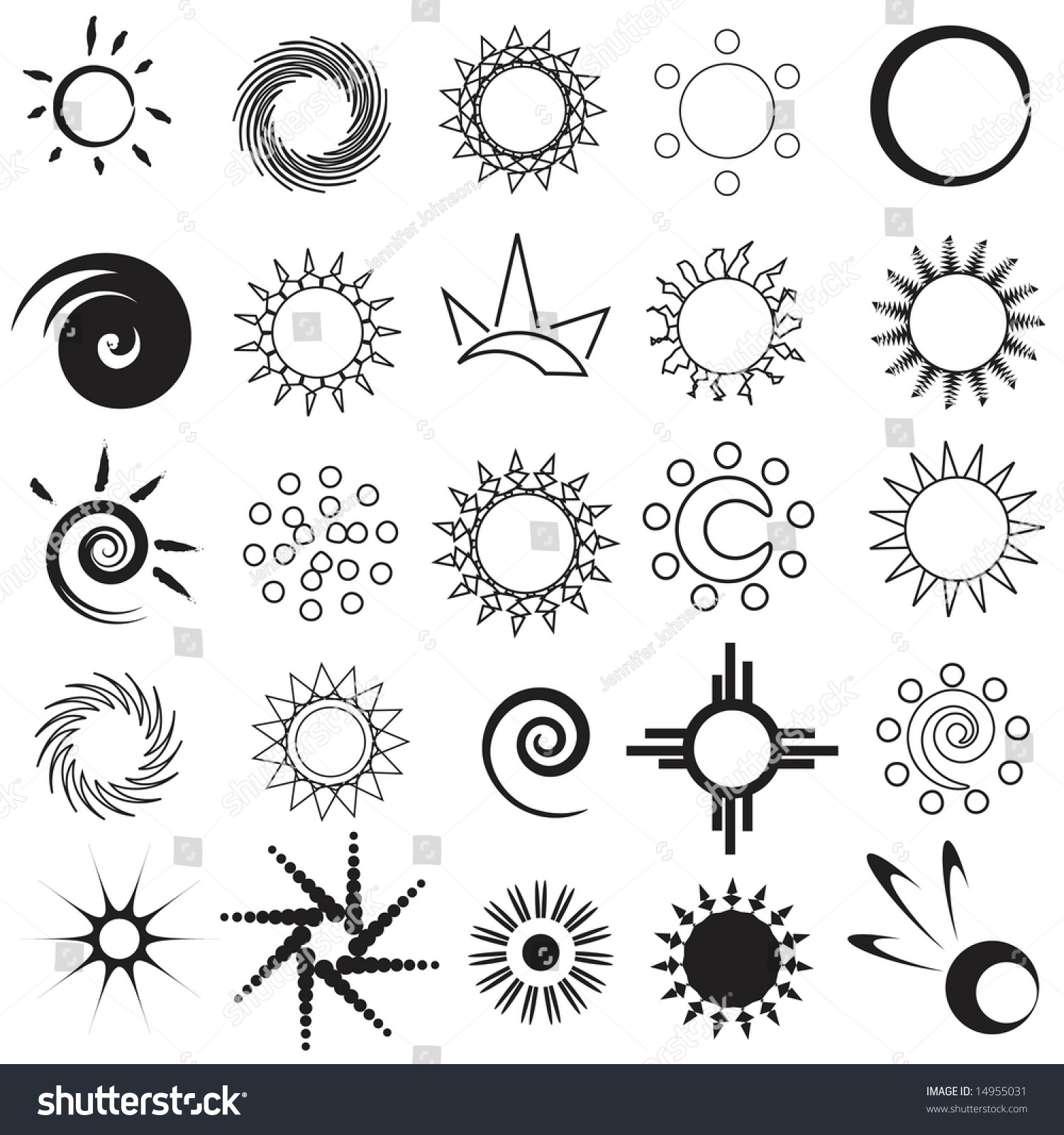 Set Abstract Sun Designs Stock Illustration 14955031 Shutterstock