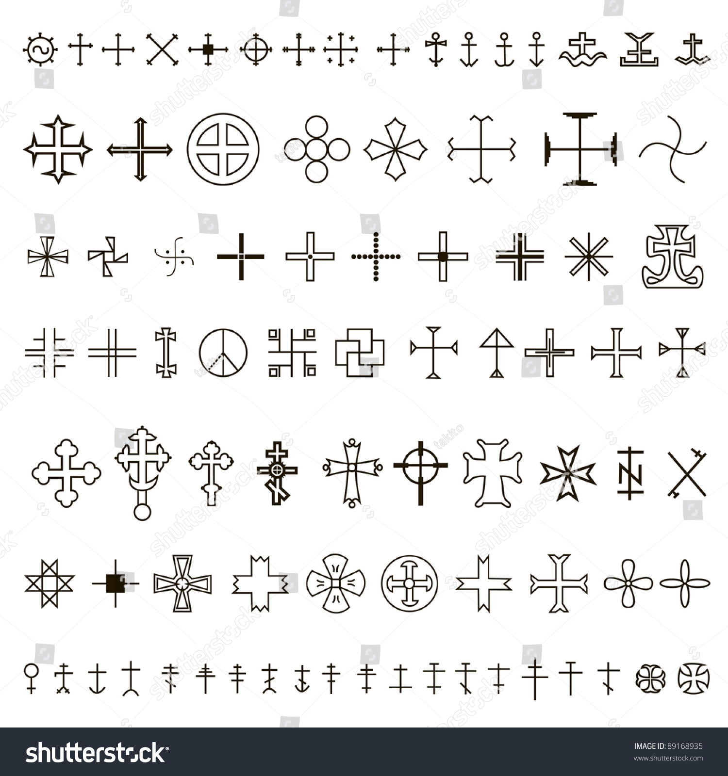 Set Of Crosses In Different Styles Stock Photo 89168935 : Shutterstock