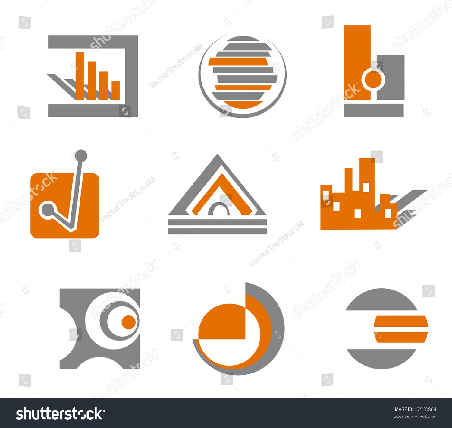 Set Of Different Abstract Symbols For Design Or Logo Template. Vector