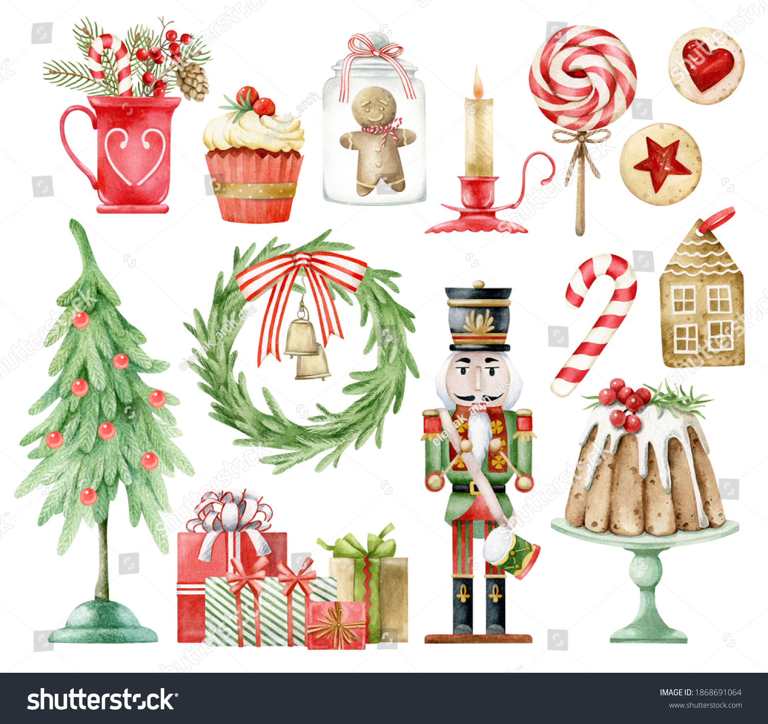 339 815 Watercolor Illustration Of Christmas Images Stock Photos