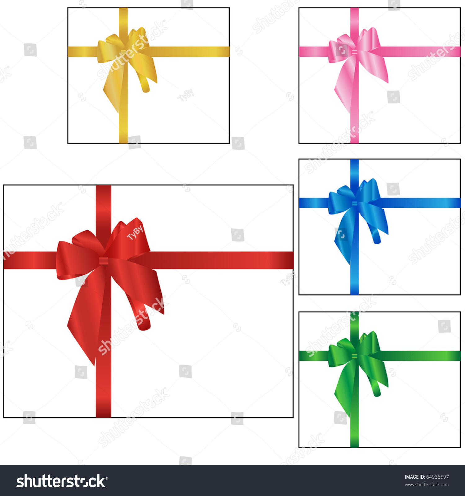 Set Of Holiday, Gift Boxes Isolated On White Stock Photo 64936597