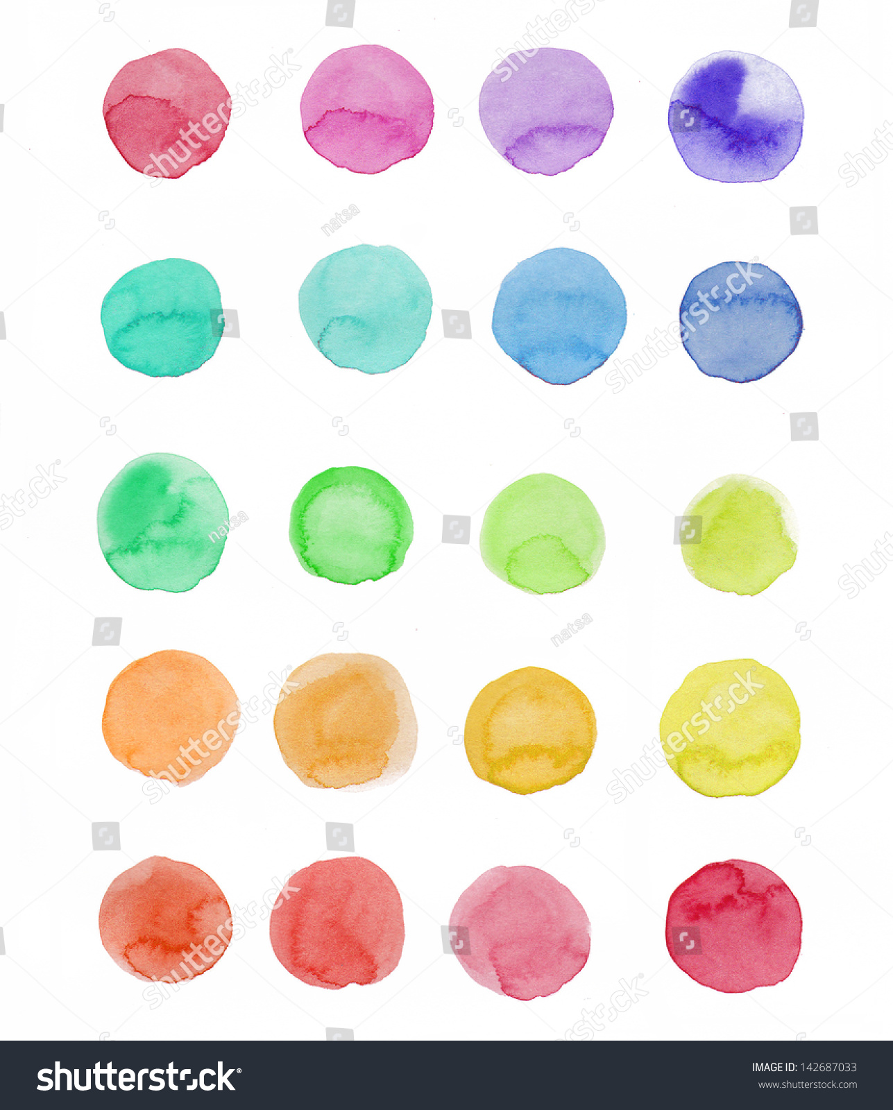 Set Of Round Watercolor Stains Watercolor Rounds Background Isolated