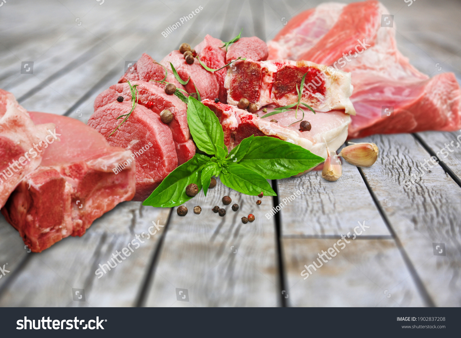 Set Various Classic Alternative Raw Meat Stock Photo 1902837208