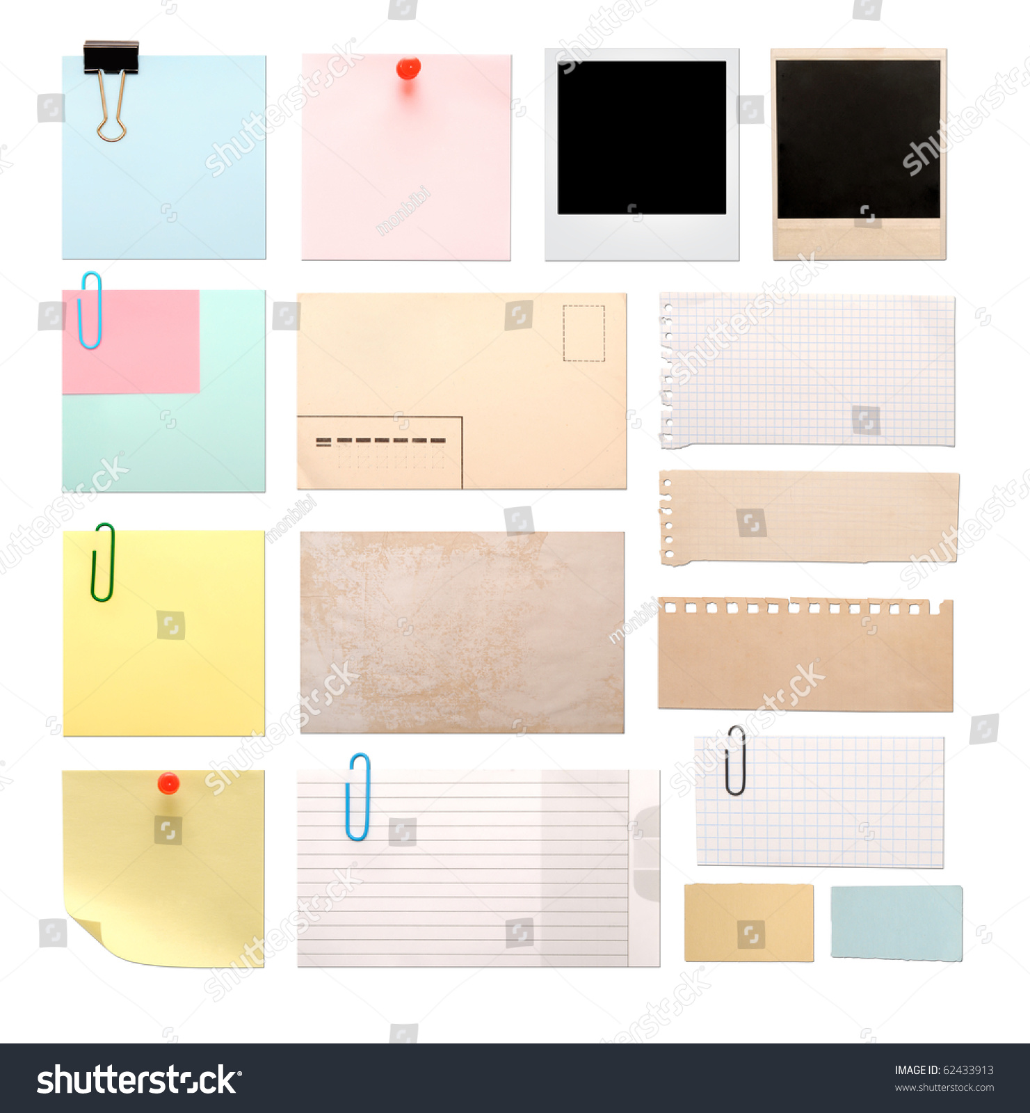 Set Of Vintage Paper Notes Isolated On White Background Stock Photo