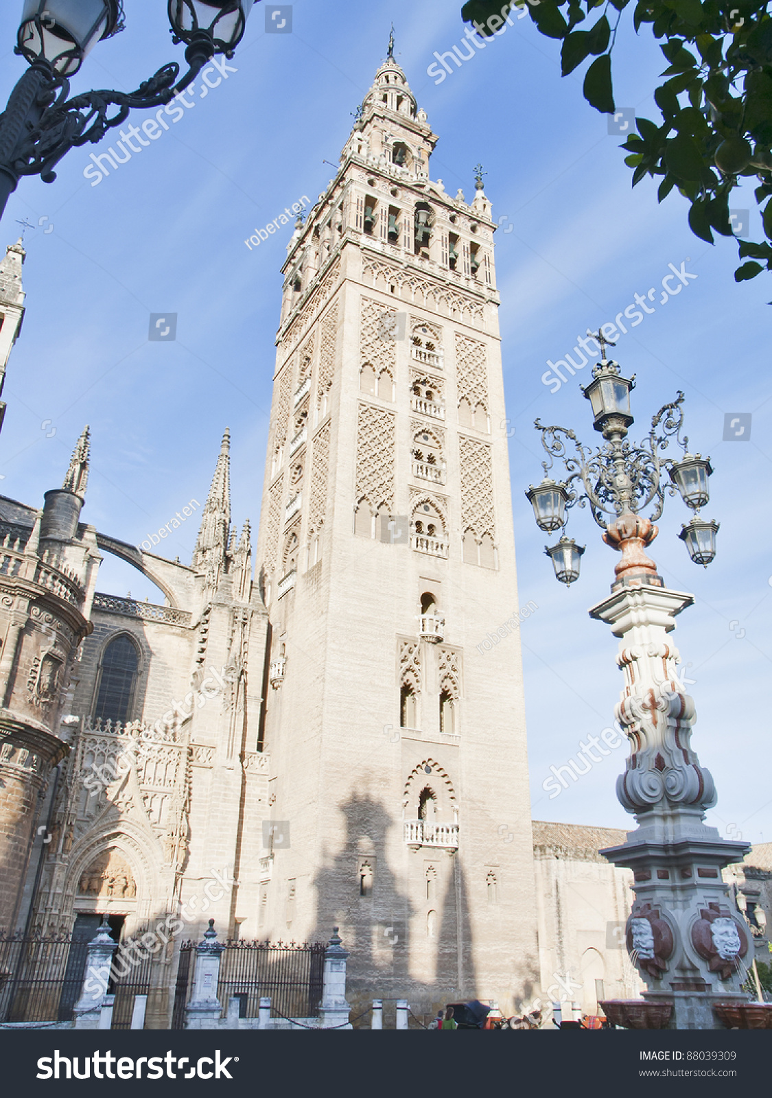 Sevilla In Andalusia, Spain. Giralda Tower Of Famous Cathedral. Stock ...