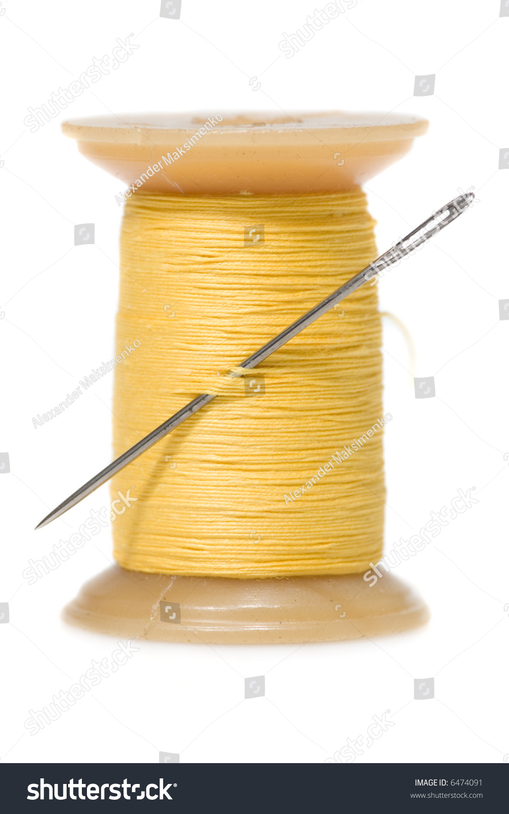 Sewing Tools Needle And Strings. Isolated On White Background. Stock