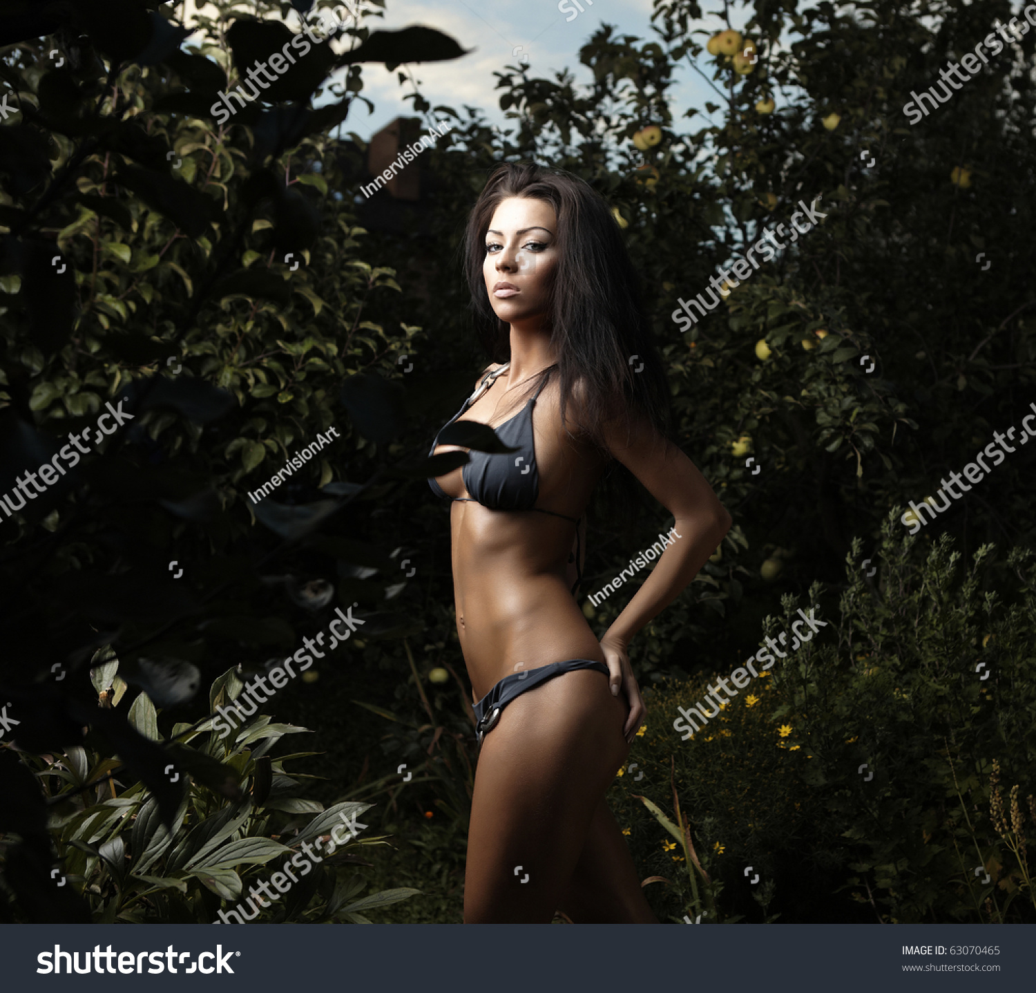 Sexual Beauty Dressed Bikini Poses Autumn Stock Photo Edit Now