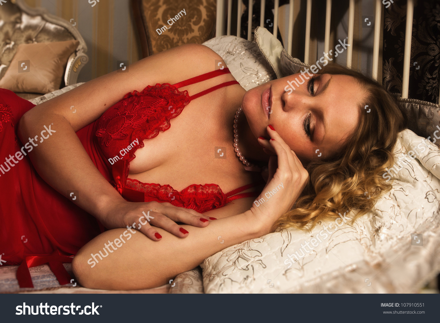 Sexual Blonde Lying On Bed Boudoir Stock Photo Edit Now 107910551