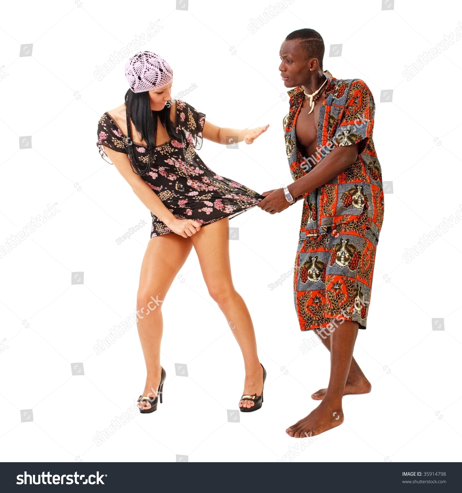Sexual Harassment White Woman And Black Man On A White