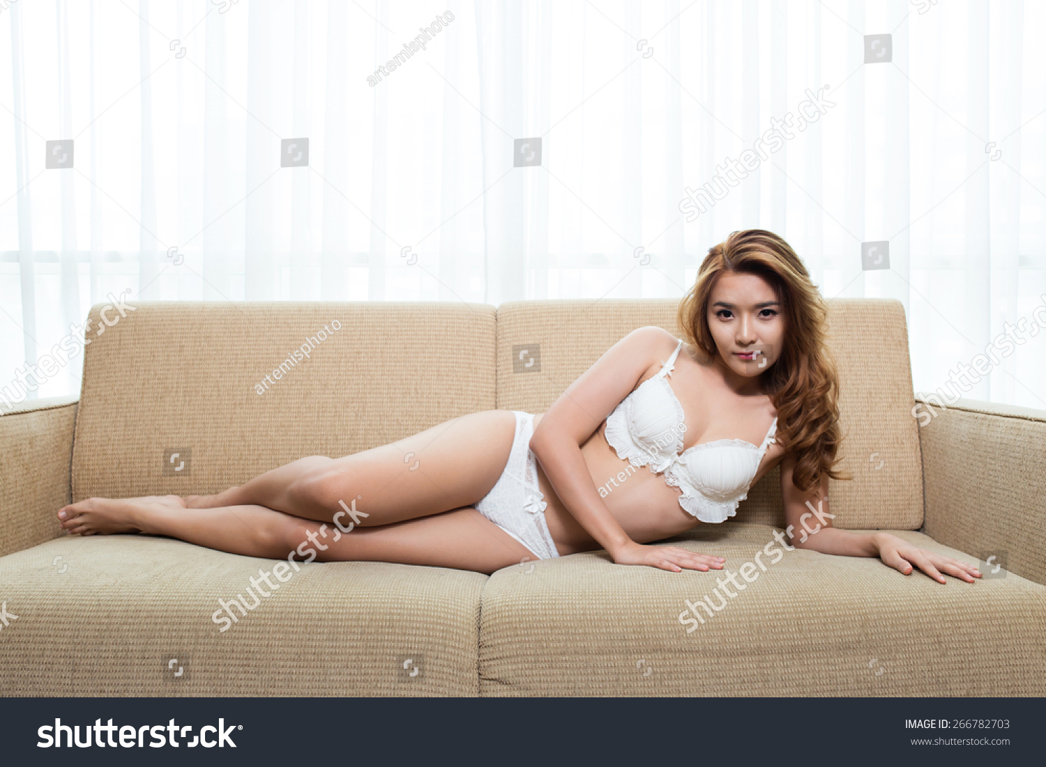 Sexy Asian Woman Lingerie Posing On Shutterstock