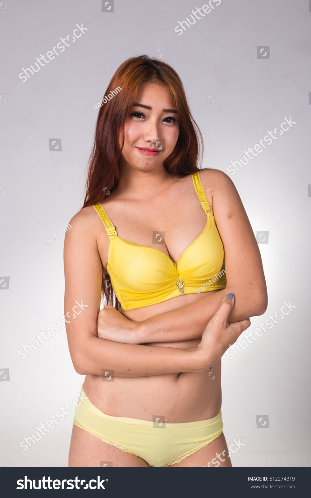 Sexy Asian Woman White Lingerie On Stock Photo 612274319 Shutterstock