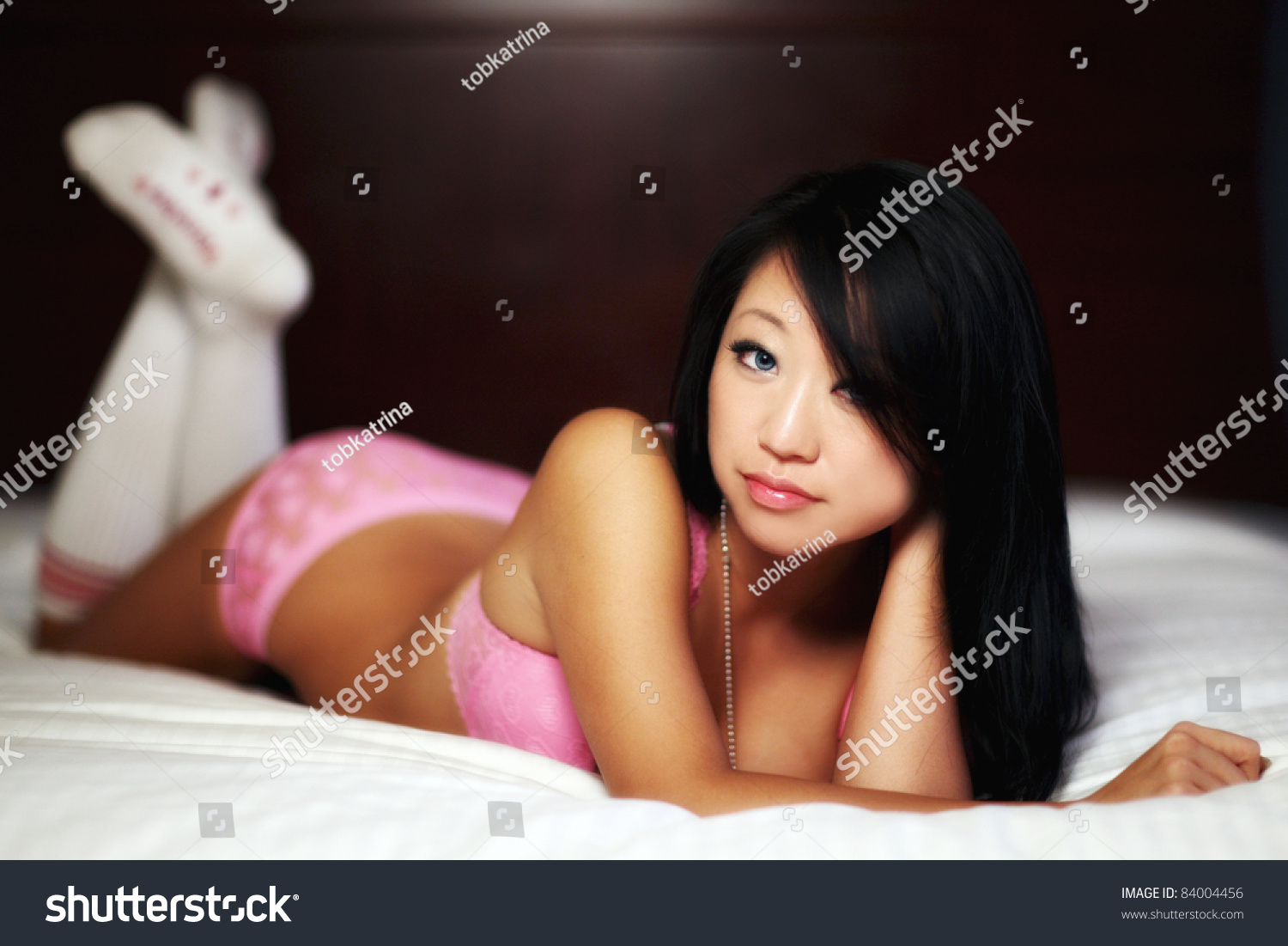 Sexy Asian Woman Wearing Lingerie In Bed Stock Photo Shutterstock