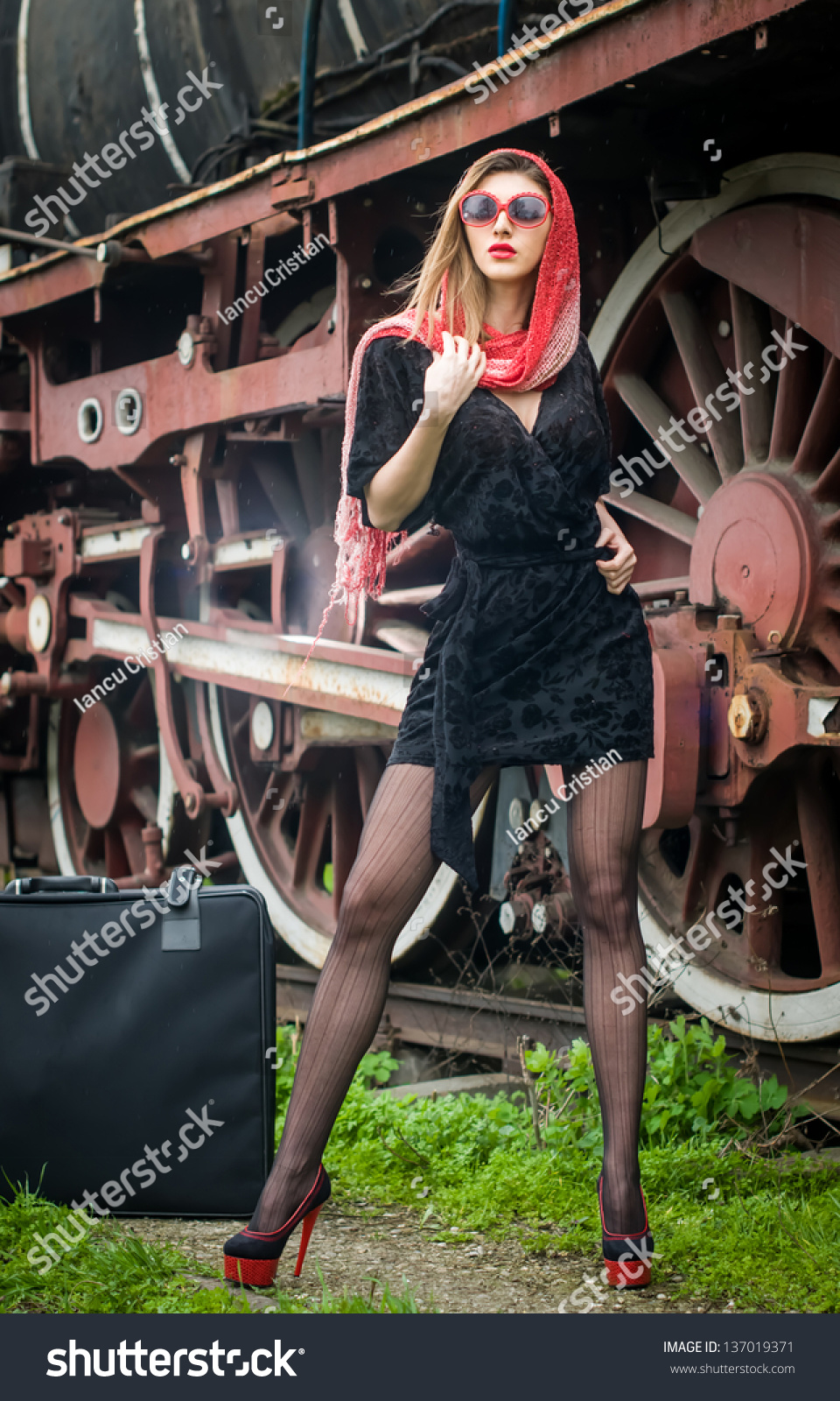 Sexy Attractive Girl Waiting Landing On Stock Photo