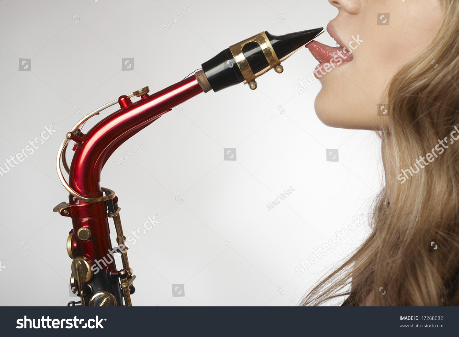 Sexy Attractive Women With Saxophone Isolated On White Background Imagen De Archivo Stock