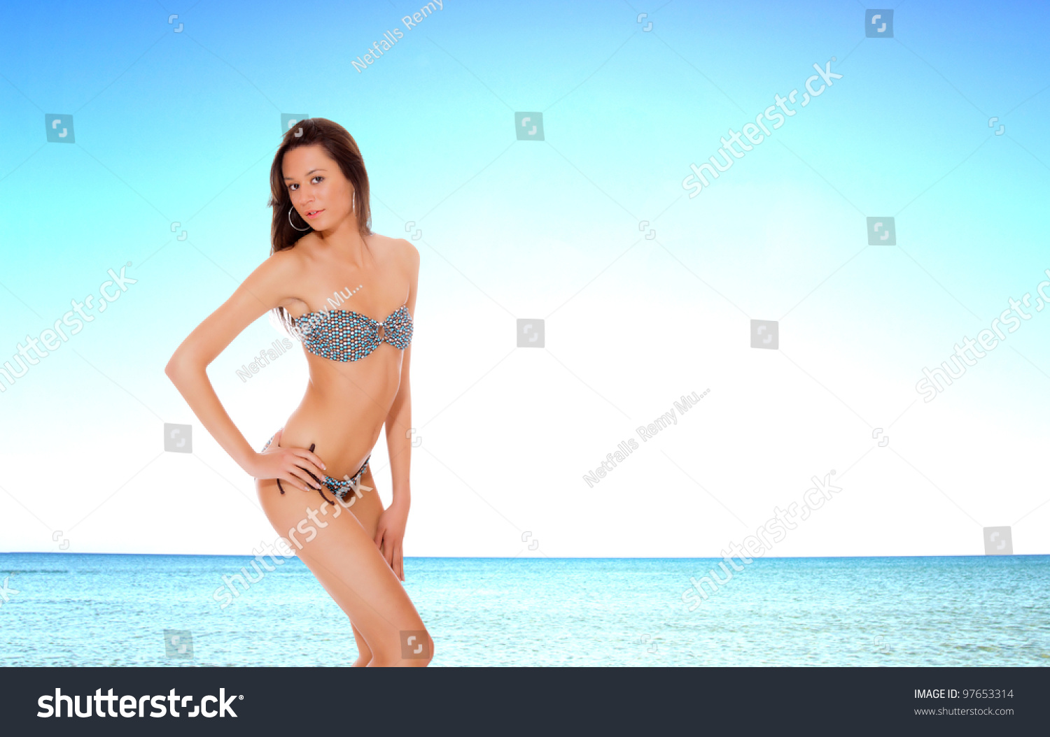 Sexy Bikini Model Over Sea Background Shutterstock