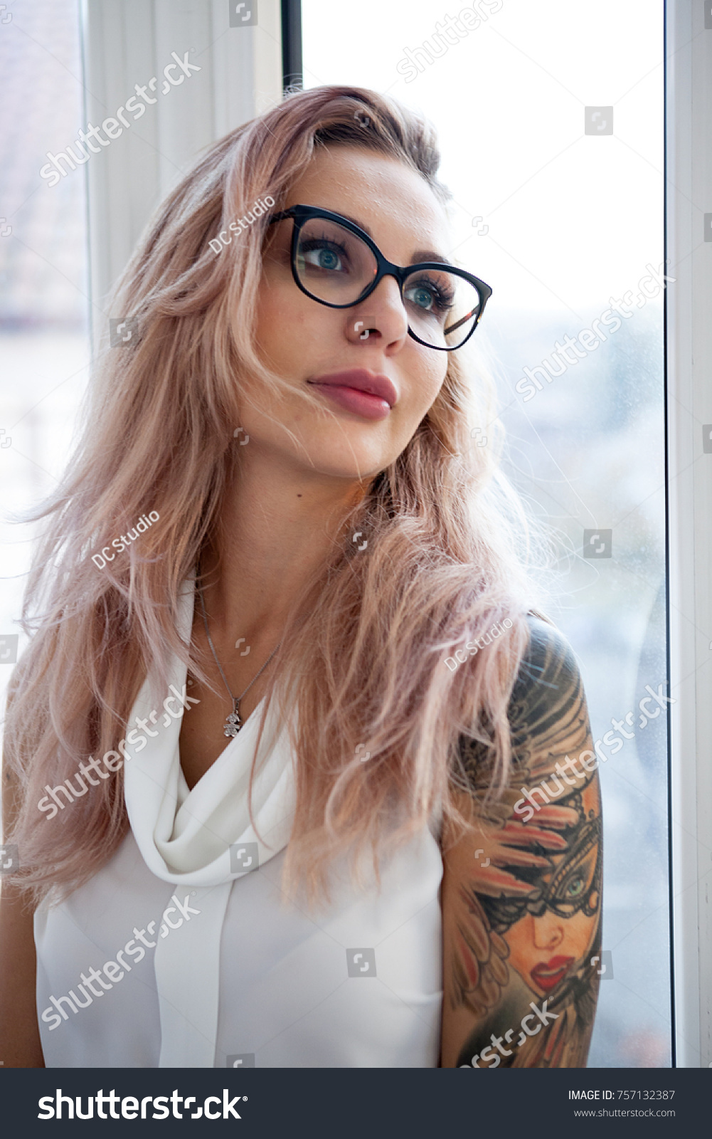 Sexy Blonde Business Woman Tattoo On Stock Photo 757132387 Shutterstock