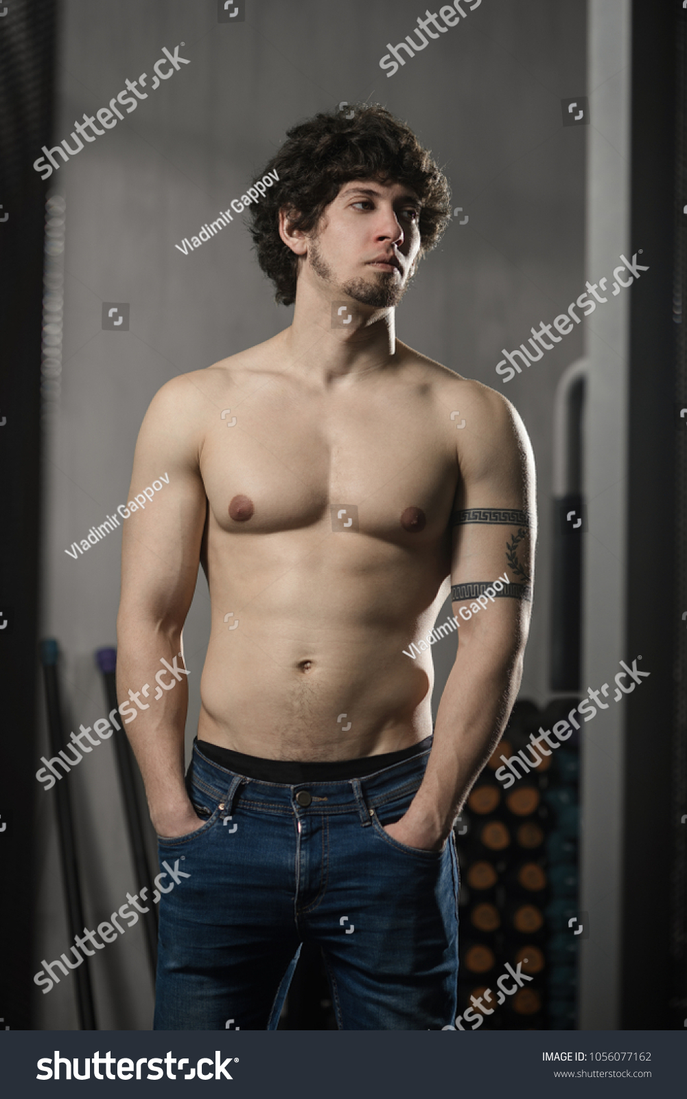 Sexy Fitness Athlete Naked Torso Posing Foto Stok Shutterstock