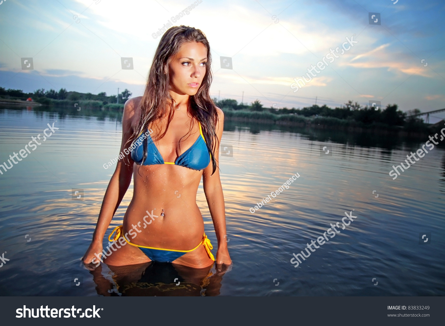 Sexy Girl Bikini Posing Sunset Stock Photo 83833249 Shutterstock