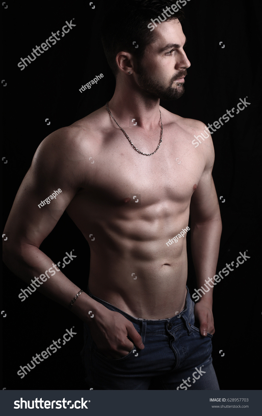 Sexy Male Posing Shirtless Foto Stock Shutterstock