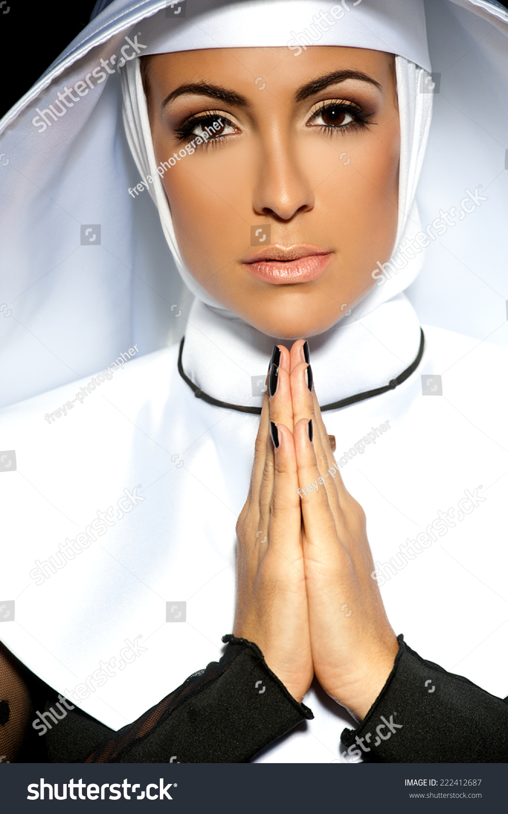 Sexy Nun. Halloween. Nun Smoking Stock Photo 22241…