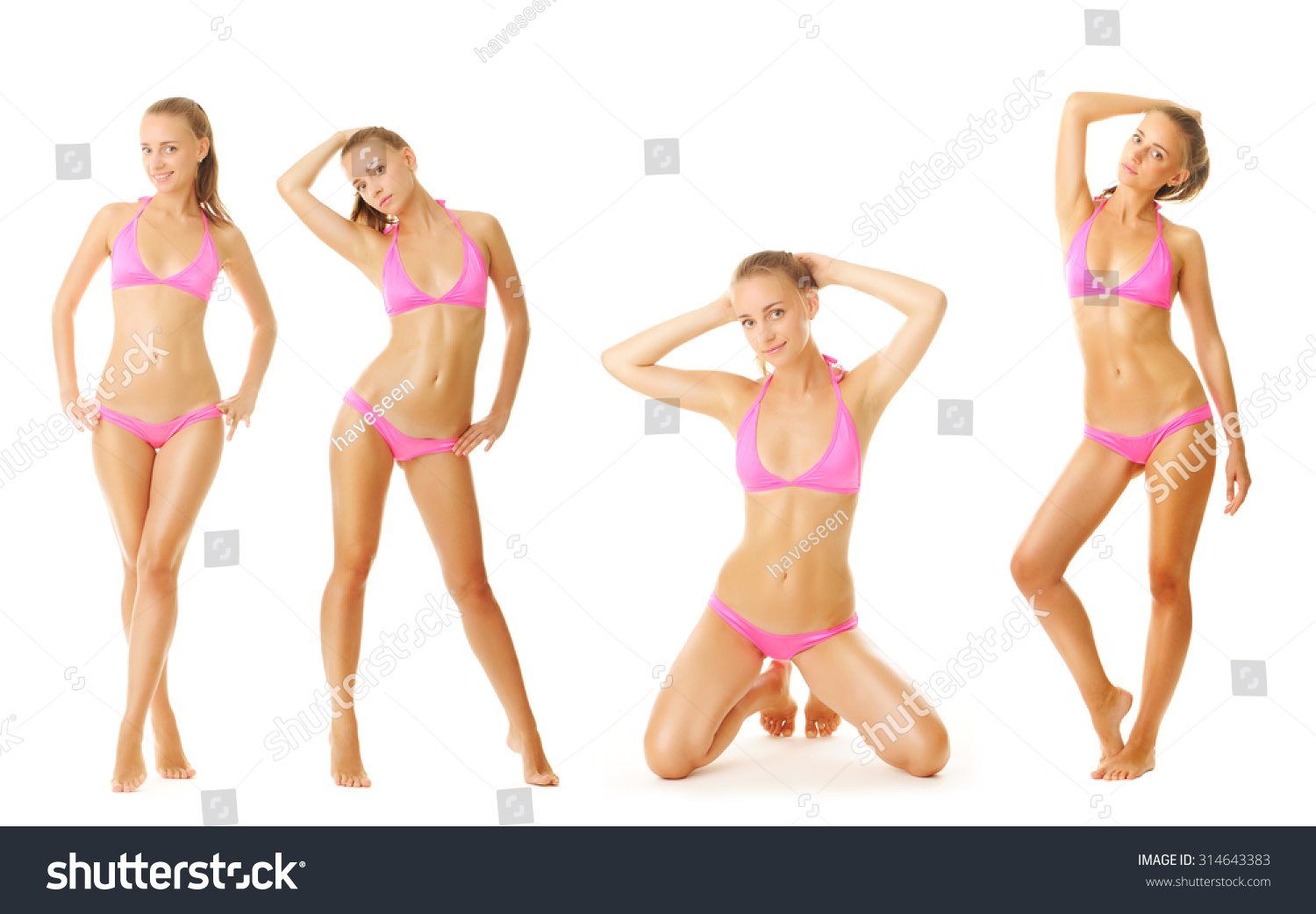 Sexy Tan Woman Bikini Collection Isolated Shutterstock