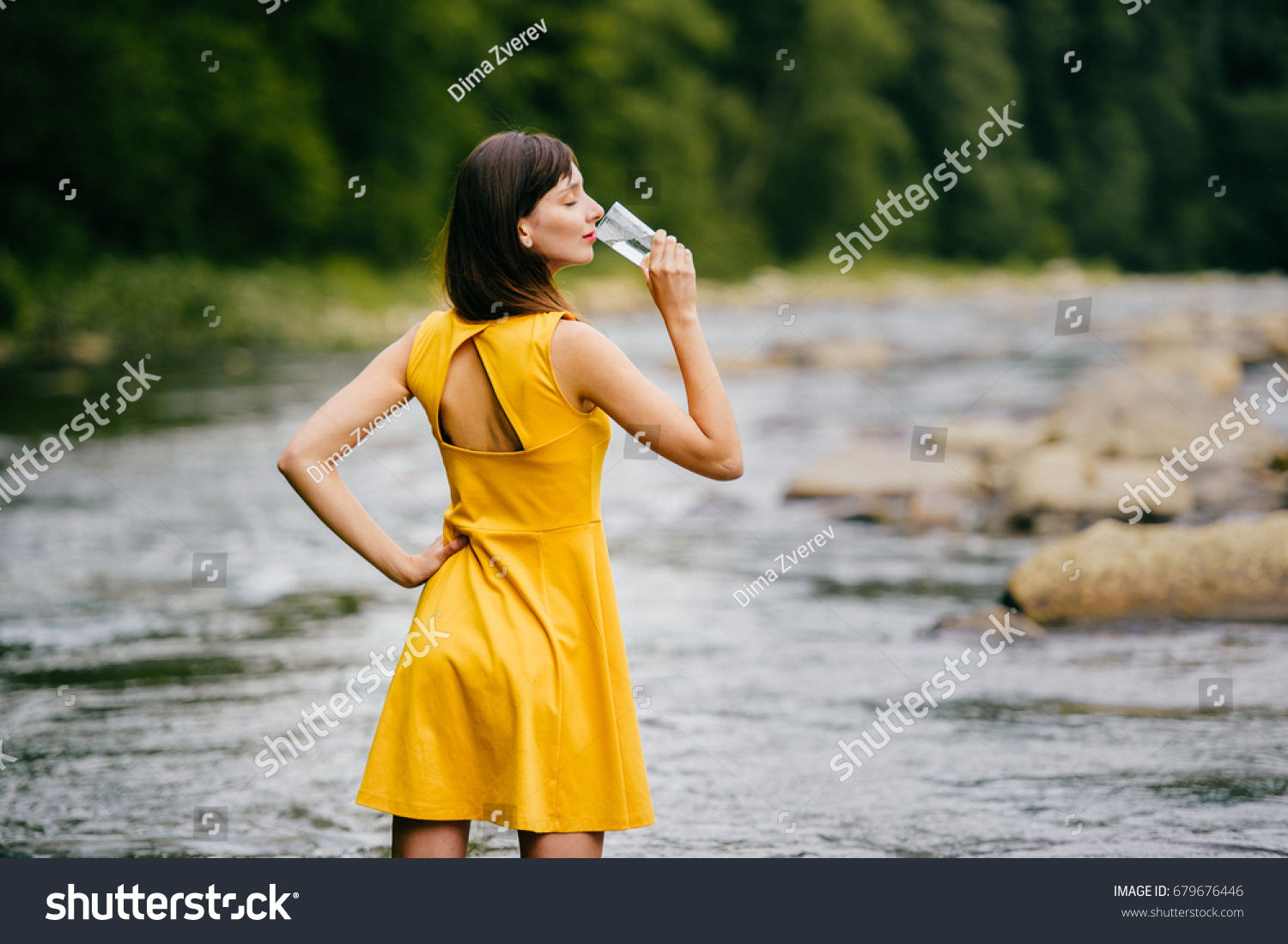 Sexy Tanned Long Haired Cutie Yellow Stock Photo Shutterstock