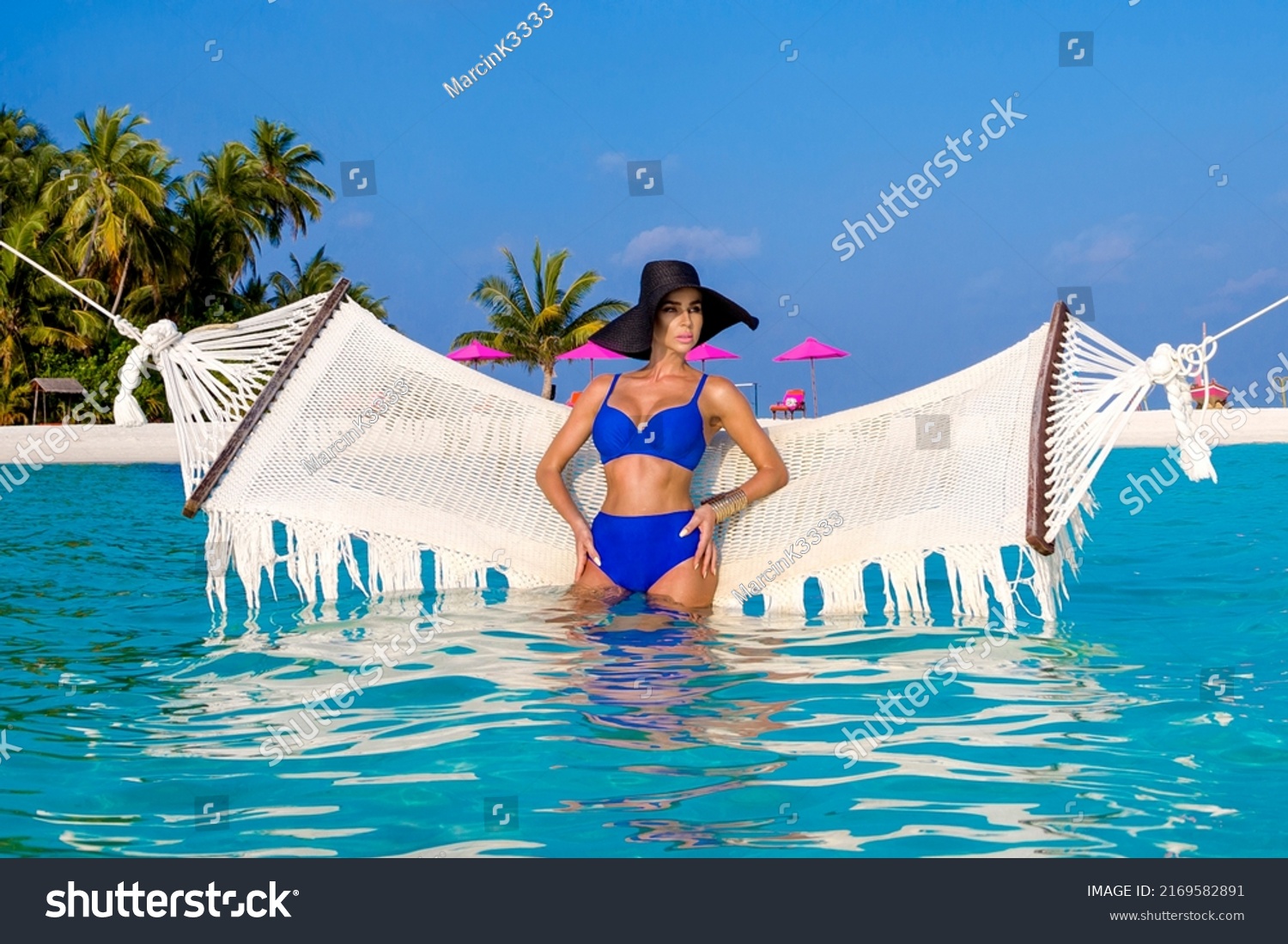 Sexy Tanned Woman Bikini Model Maldives Stock Photo 2169582891