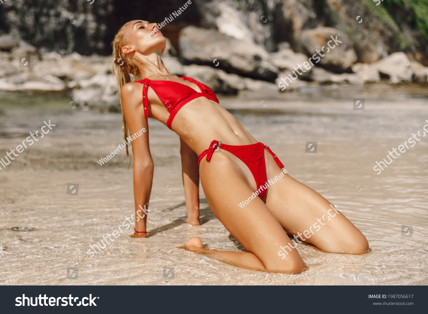 Sexy Woman Bikini Posing Ocean Beach Stock Photo Shutterstock