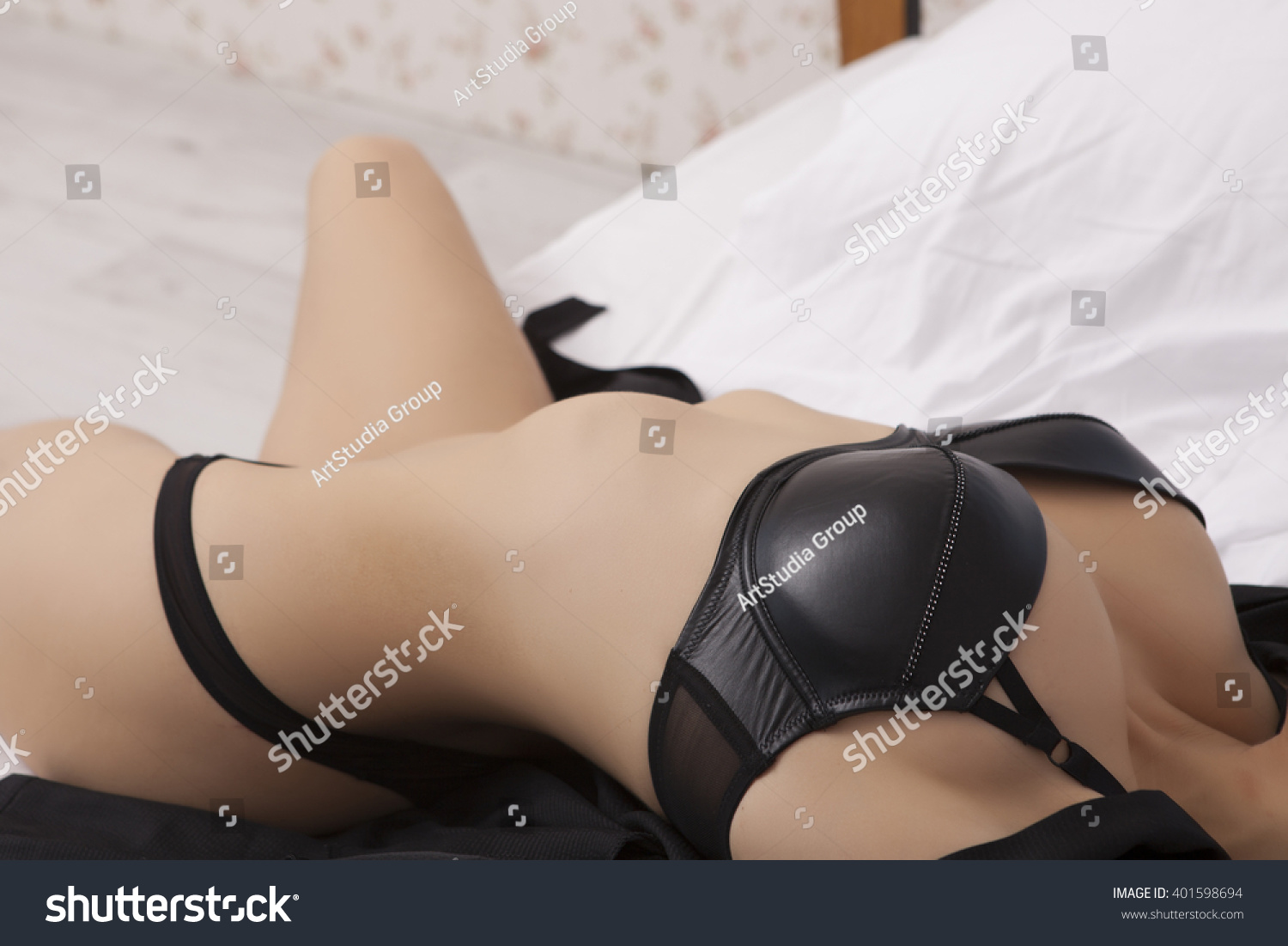 Sexy Woman Black Lingerie Resting On Stock Photo 401598694 Shutterstock