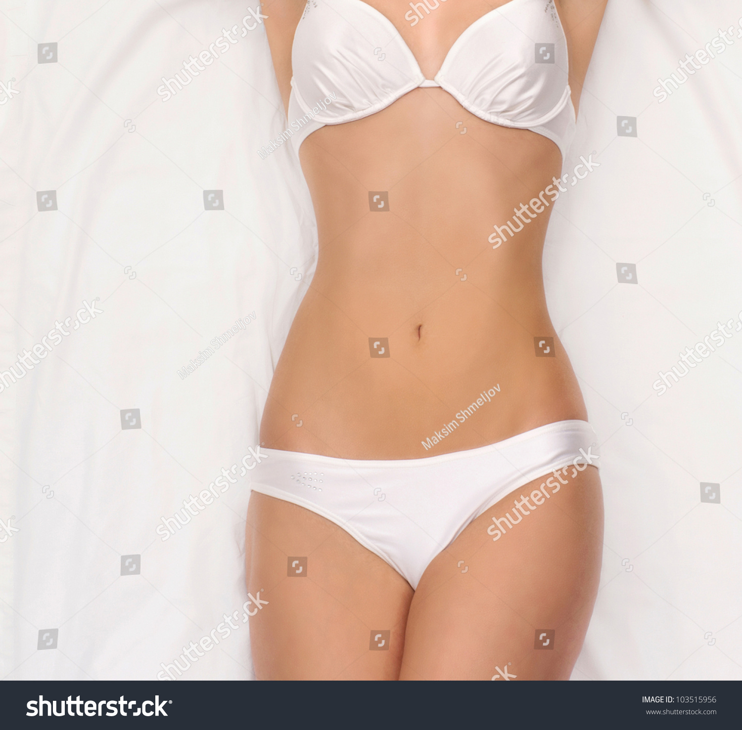 Sexy Woman White Lingerie On Bed Stock Photo Shutterstock