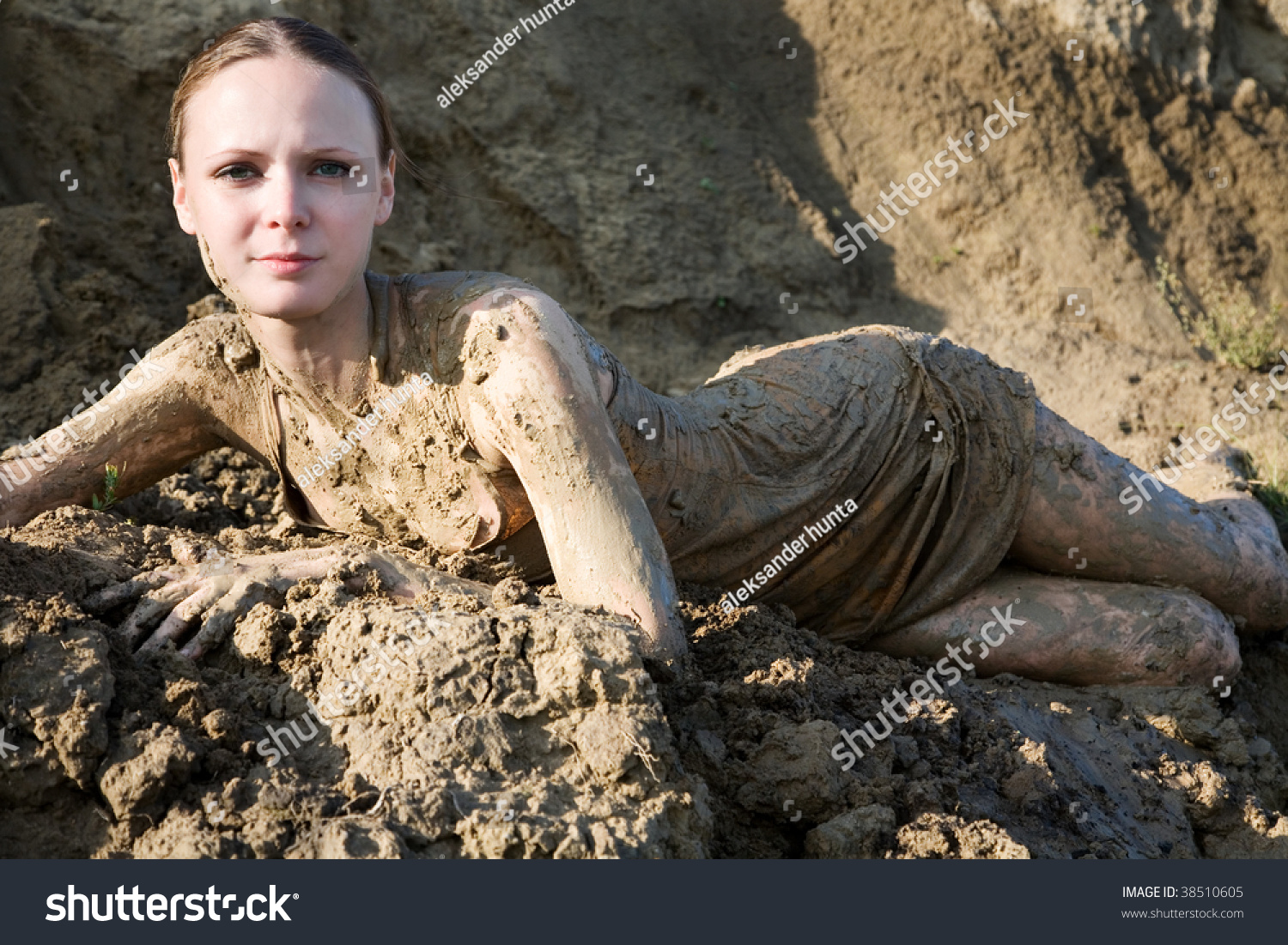 Sexy Woman Lying Mud All Stained Stock Photo Shutterstock