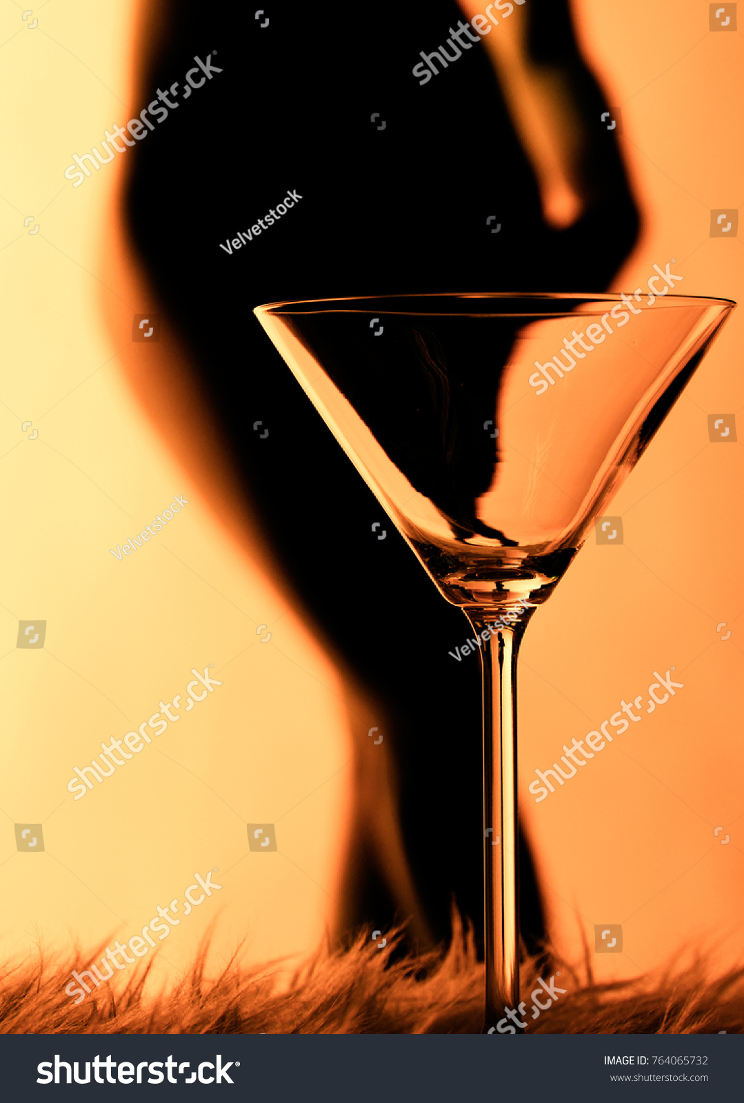 Sexy Woman Silhouette Martini Glass Stockfoto Shutterstock