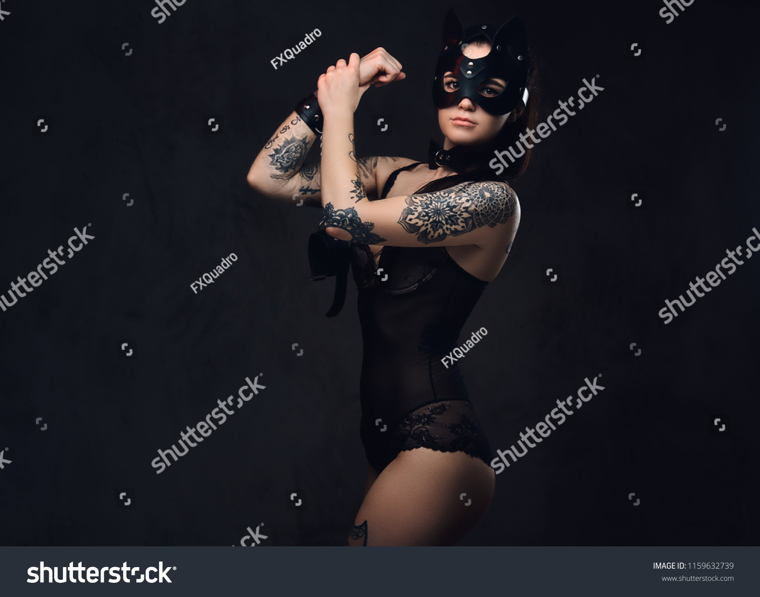 Sexy Woman Wearing Black Lingerie Bdsm Foto Stok Shutterstock