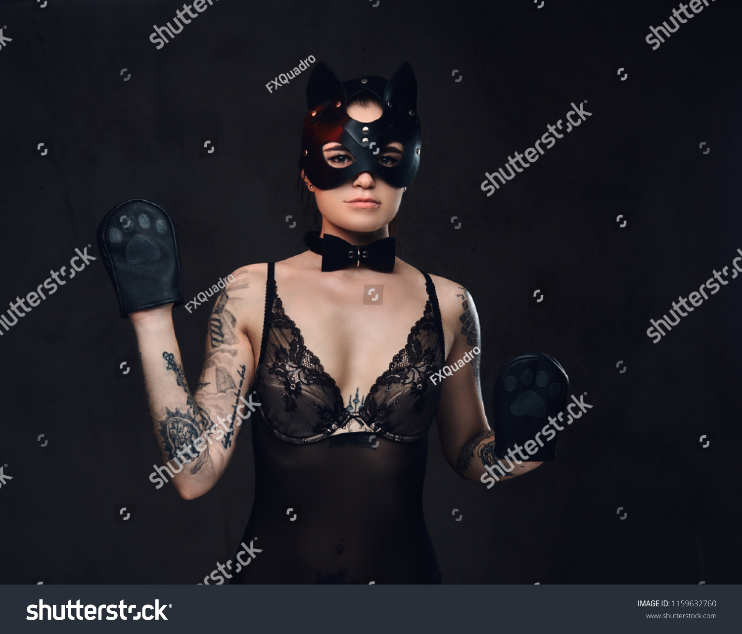 Sexy Woman Wearing Black Lingerie Bdsm Foto Stok Shutterstock