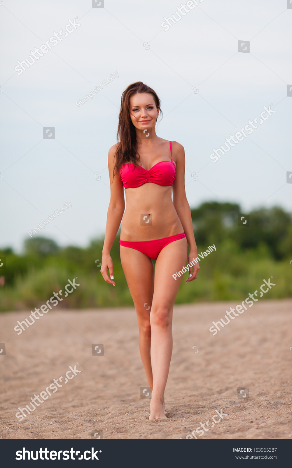 Sexy Woman Wearing Pink Bikini Walking Stock Photo Edit Now 153965387