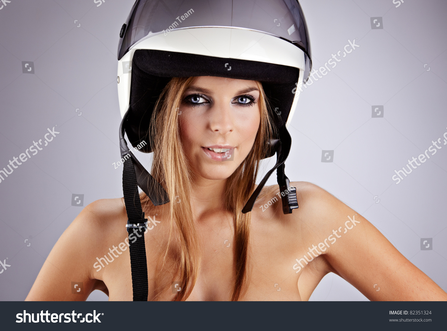 Sexy Woman With A White Motorcycle Helmet Stock Photo Shutterstock