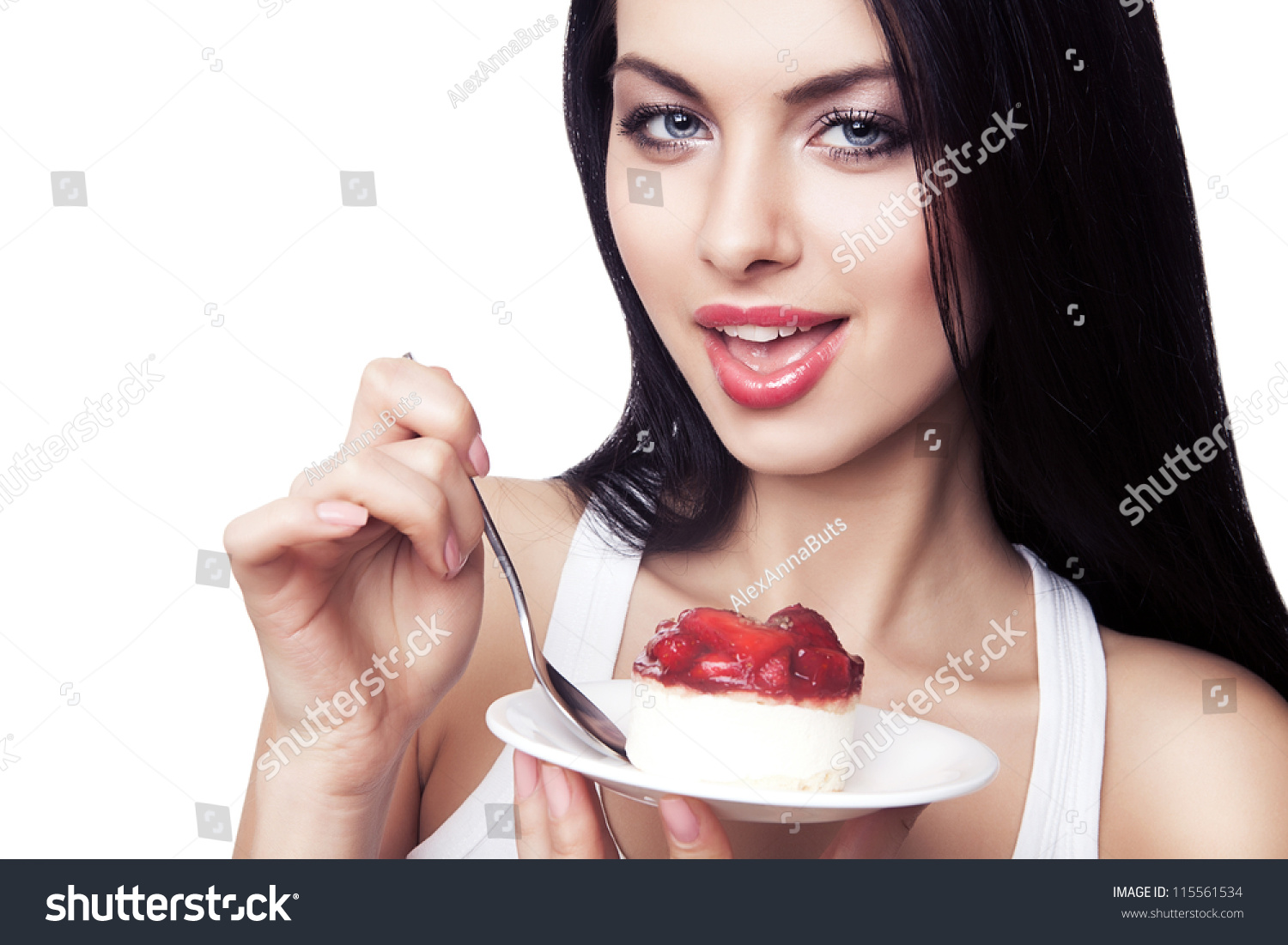 Sexy Woman With Cake On White Background Stock Photo Shutterstock