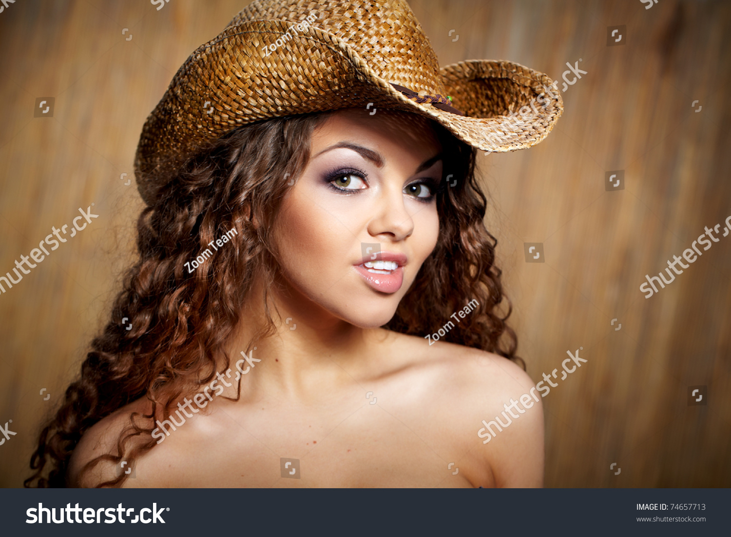 Sexy Woman With Cowboy Hat Stock Photo 74657713 Shutterstock