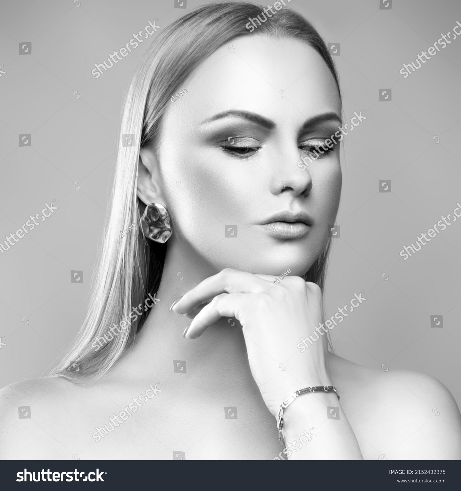 Sexy Woman Makeup Naked Shoulders Monochrome Stock Photo Shutterstock