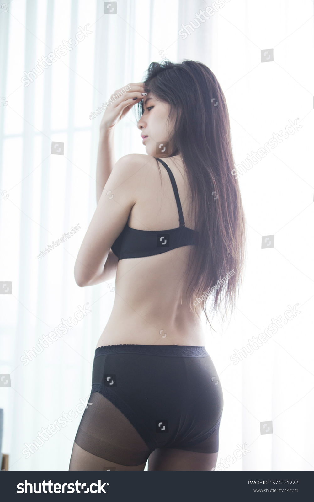 Sexy Women Wearing Black Lingerie Doing库存照片1574221222 Shutterstock