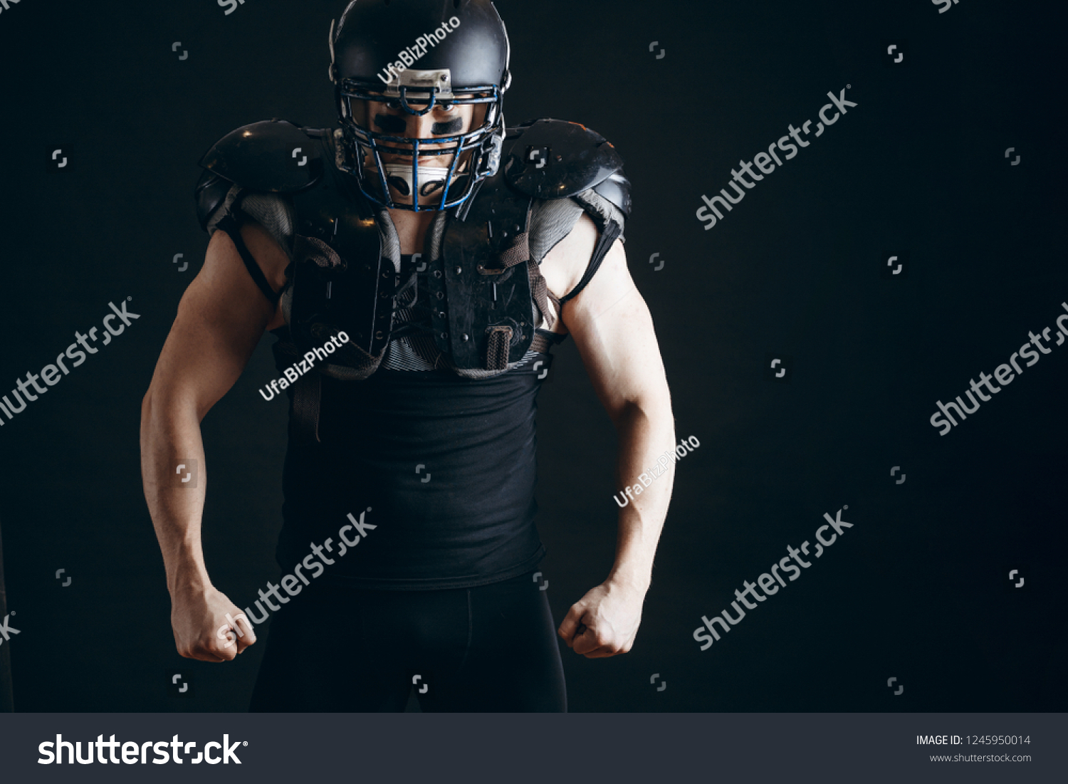 Shirtless American Football Player Wearing Helmet Stock Photo Edit Now